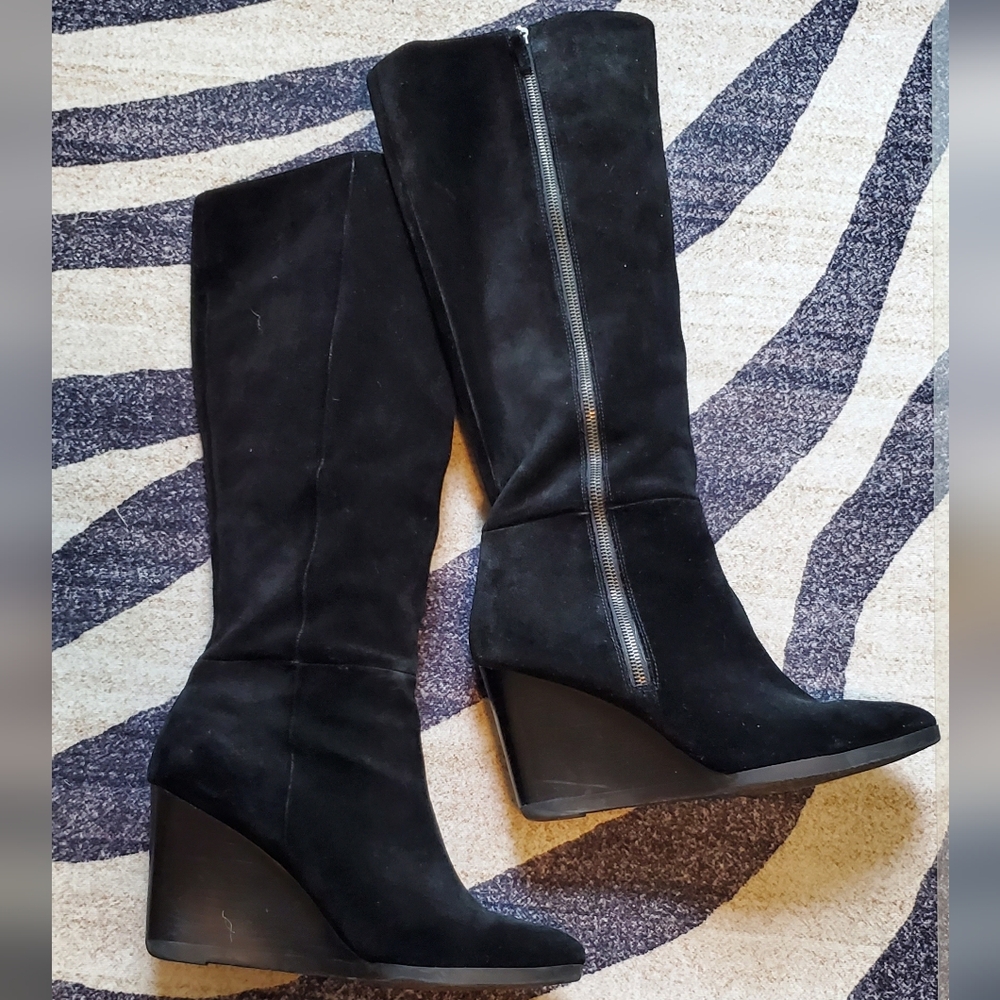 Franco Sarto Black Wedge Tall Boots